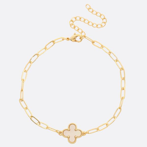 Sodajo Clover Charm Oval Link Gold Dipped Bracelet
