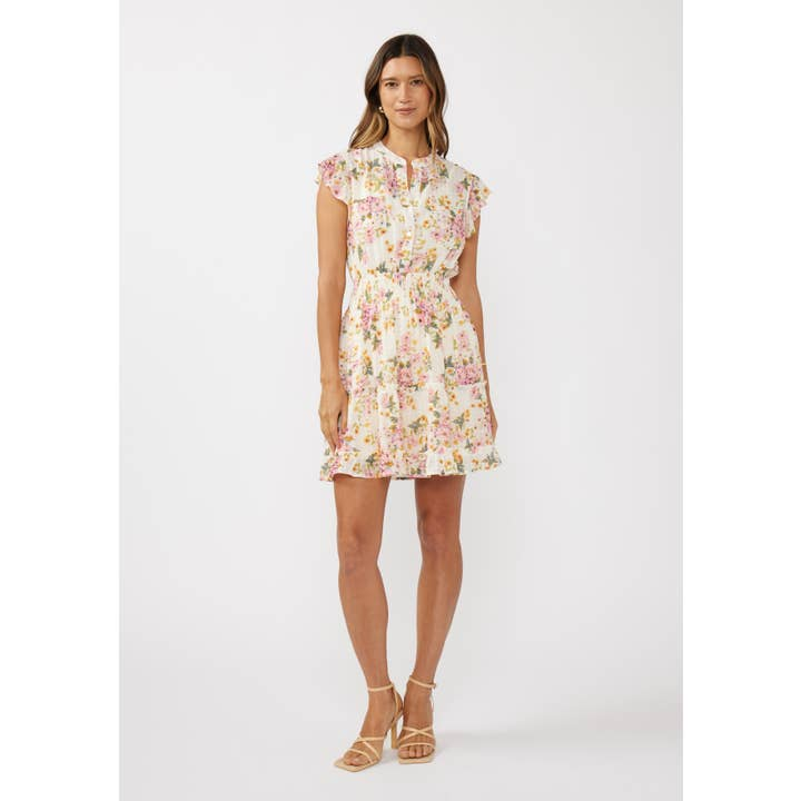 Flutter Slv Smocked Waist Mini Dress