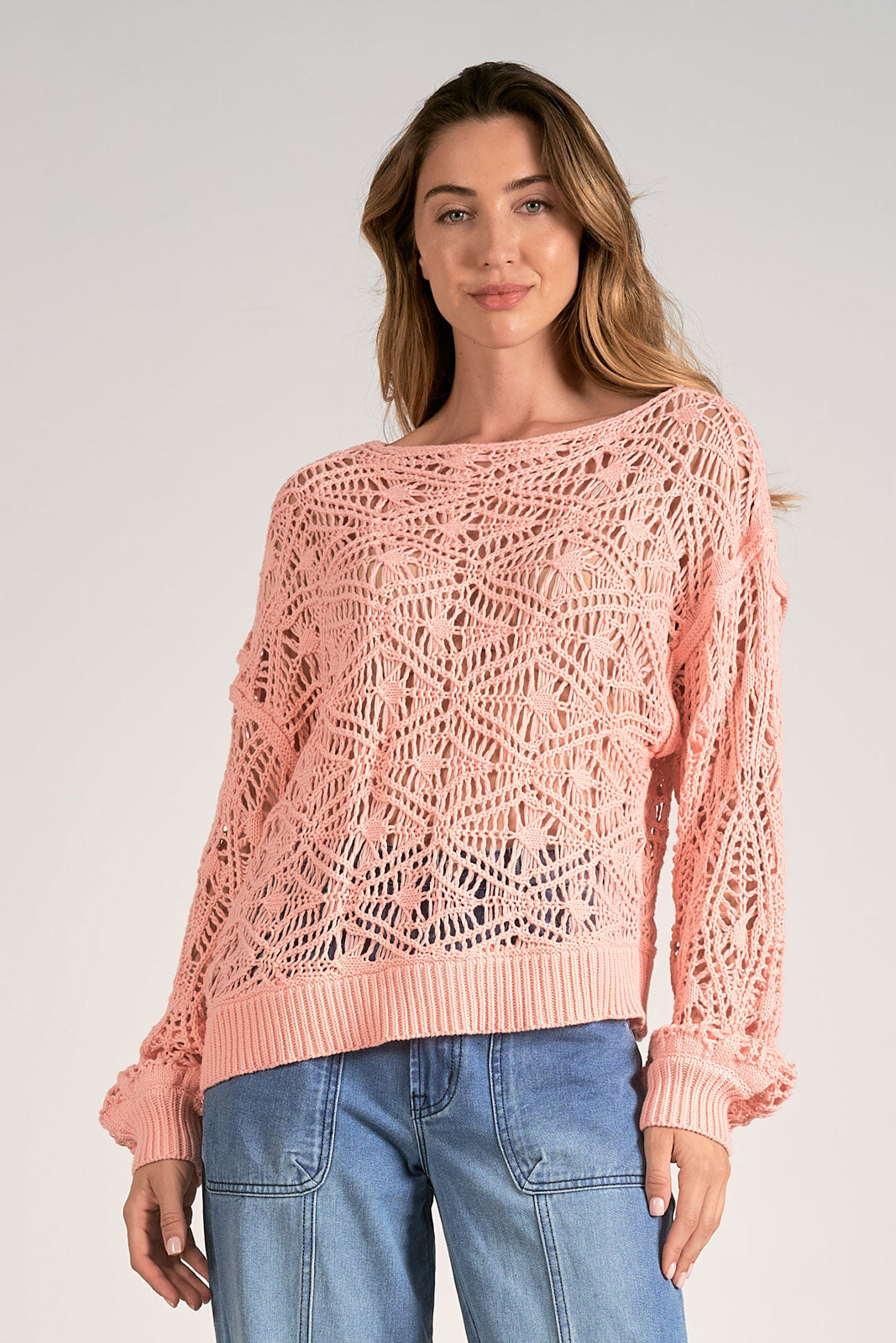 Off Shoulder Crochet Sweater