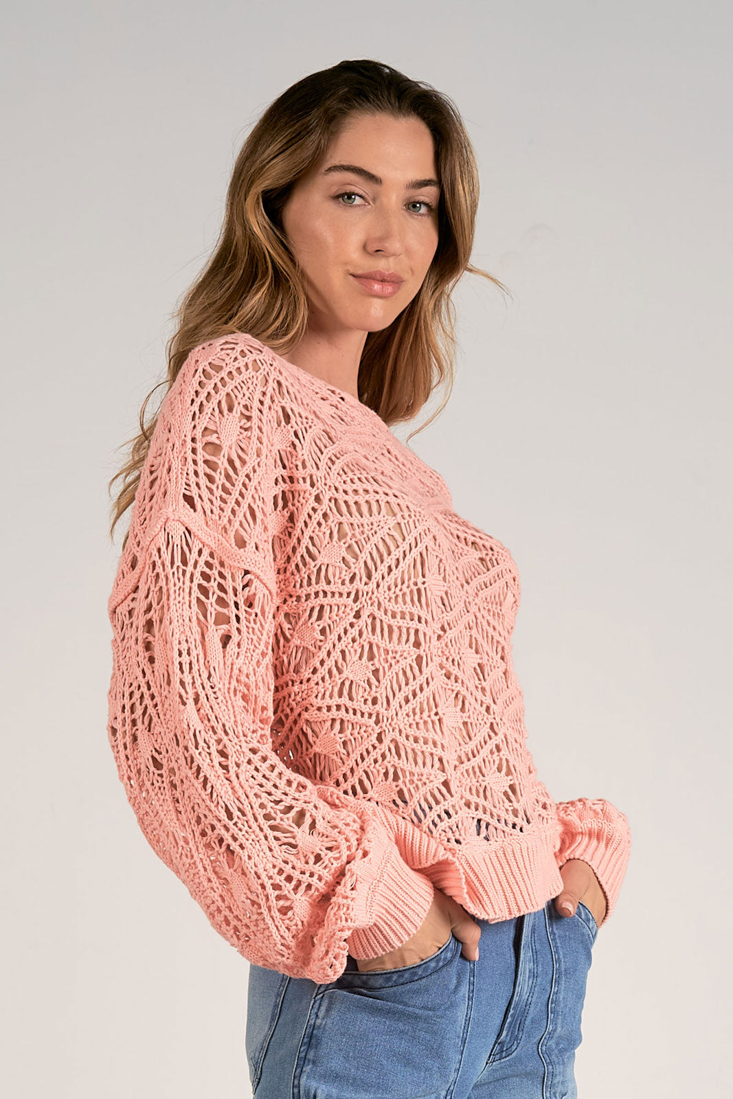 Off Shoulder Crochet Sweater