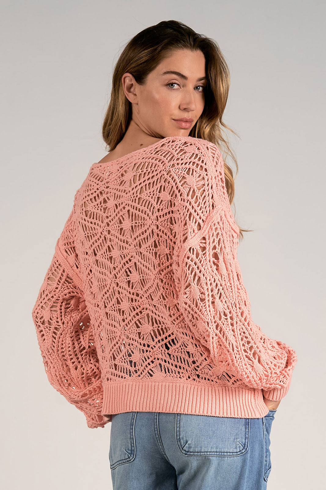 Off Shoulder Crochet Sweater