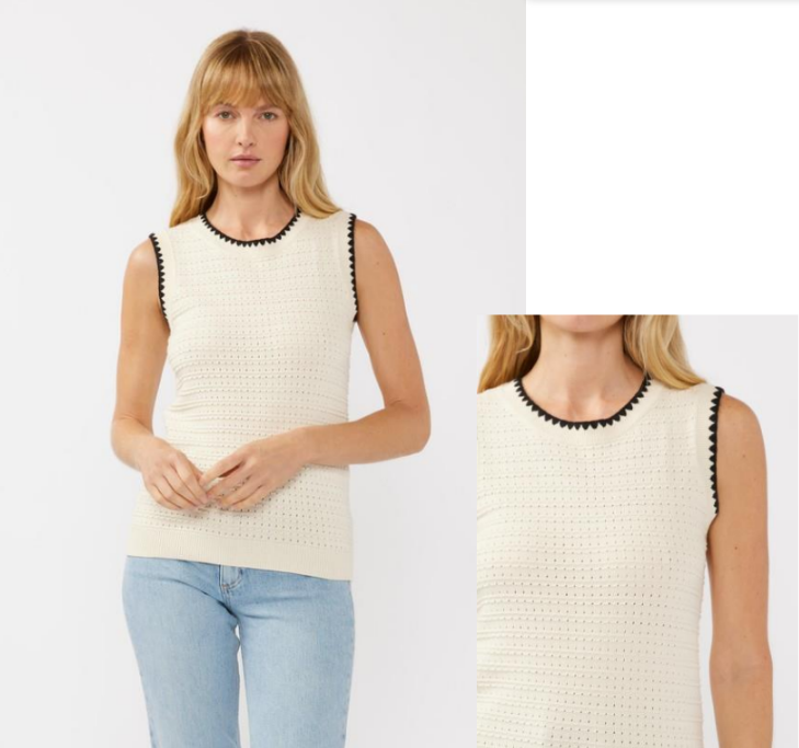 Vest W/ Black Stitching at Neck and Sleeve