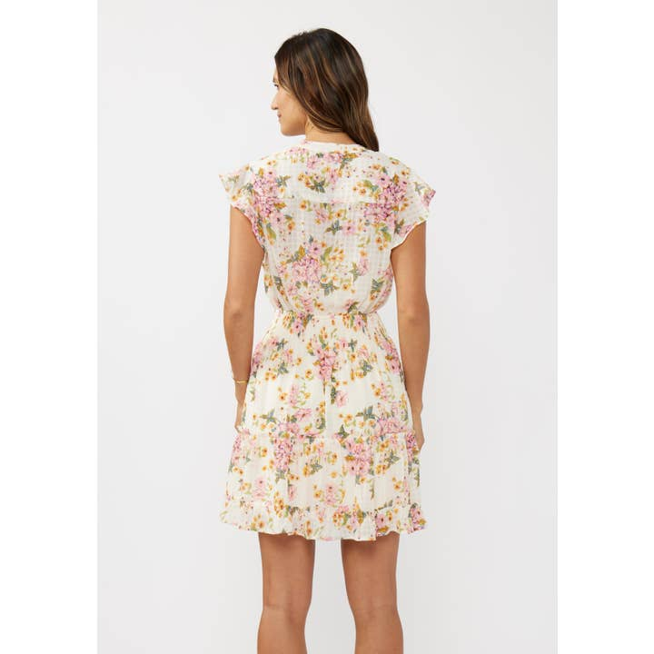 Flutter Slv Smocked Waist Mini Dress