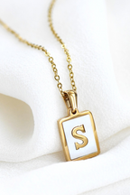 18K Gold Stainless Steel Initial Tag Necklace