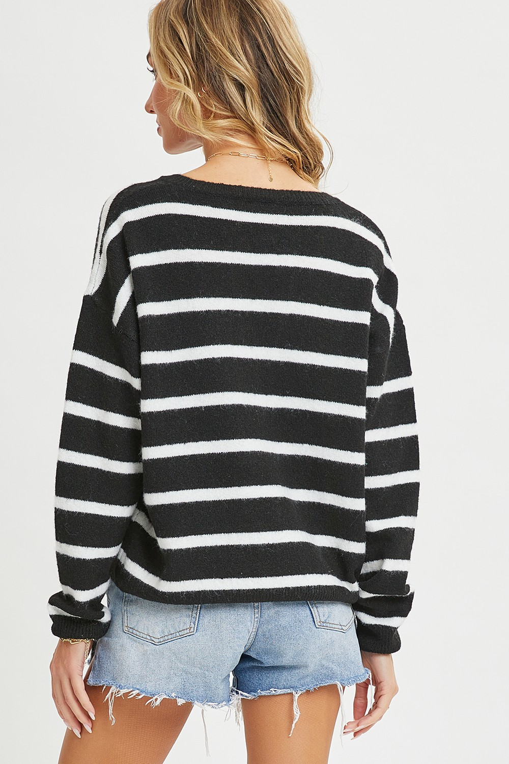 Striped Sweater With Heart Patch