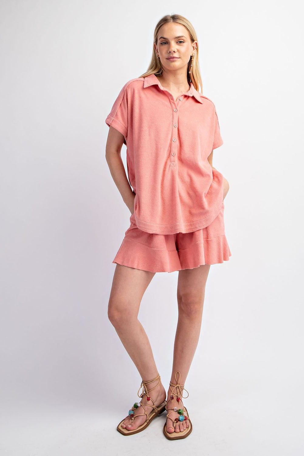 Oversized Short Sleeve Terrycloth Polo
