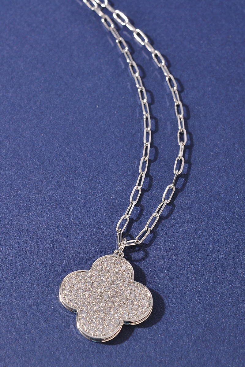 Pave Diamond Clover Necklace