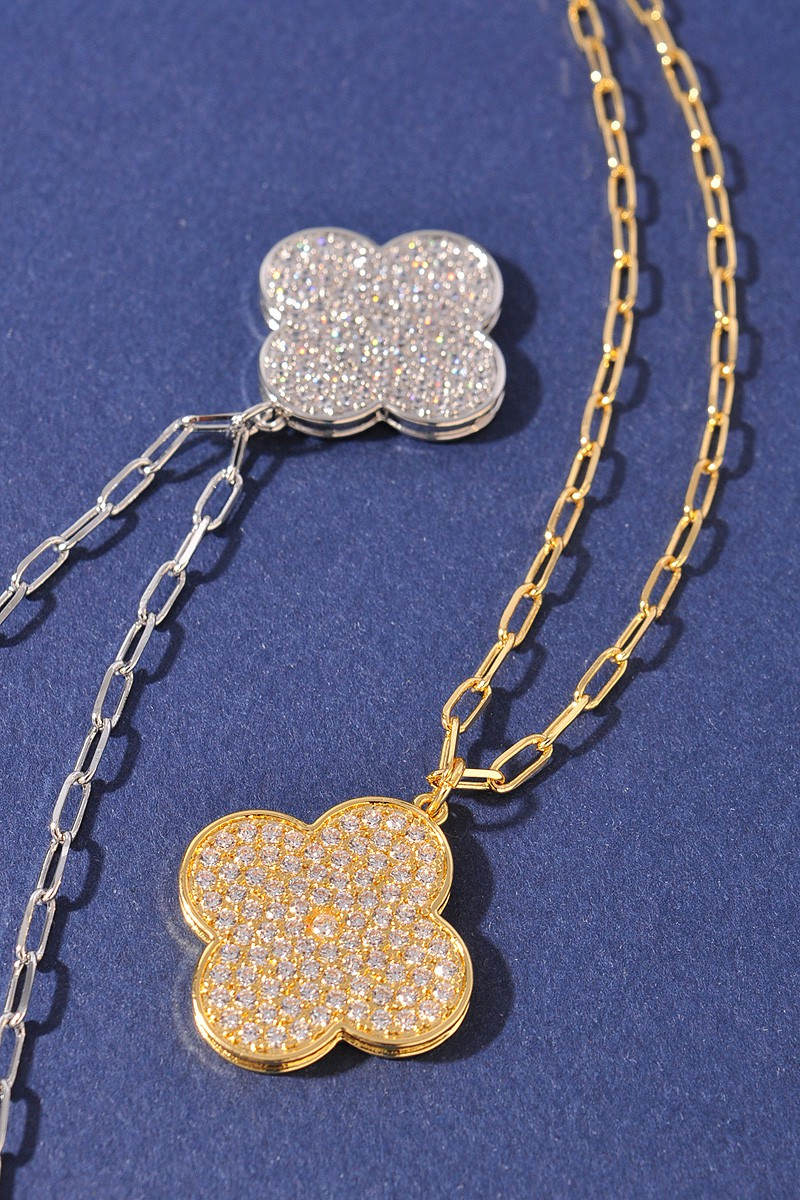 Pave Diamond Clover Necklace