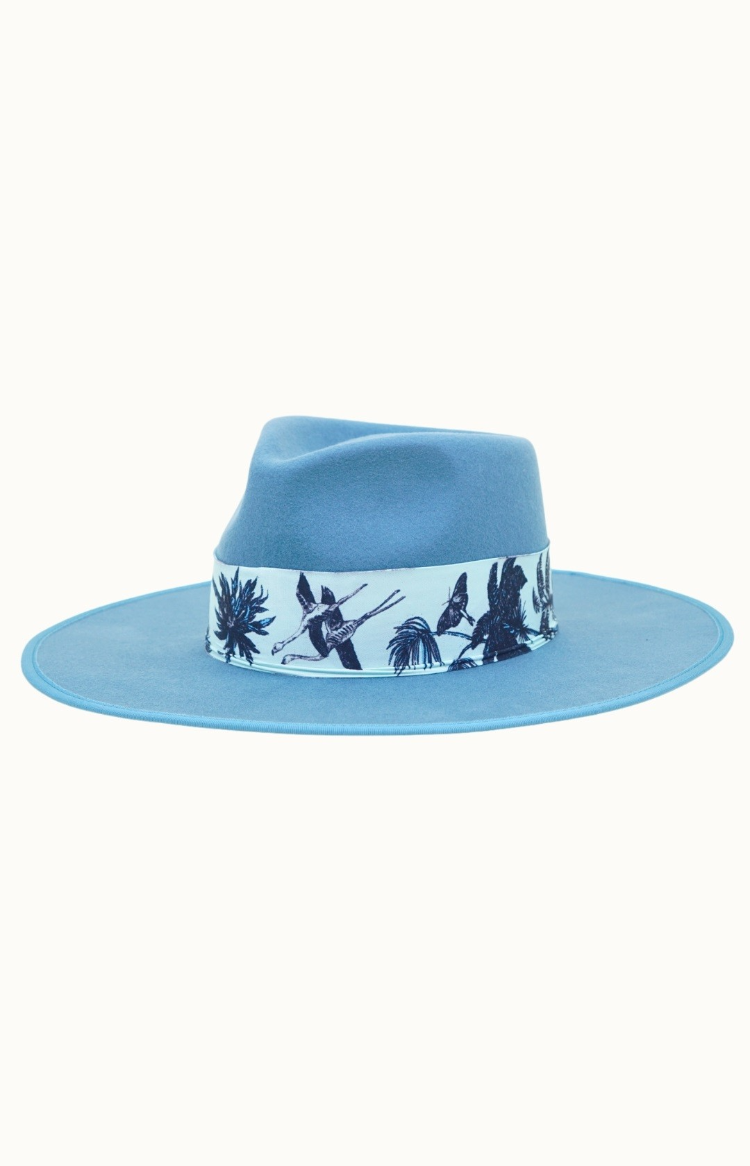 Olive & Pique Satin Banded Powder Blue Felt Rancher