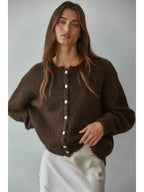 Knit Sweater Round Neck Long Sleeve Cardigan Top