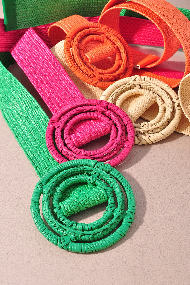 Straw Round Buckle Belt