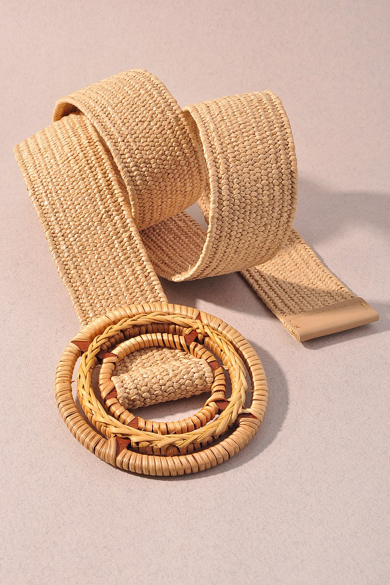 Straw Round Buckle Belt