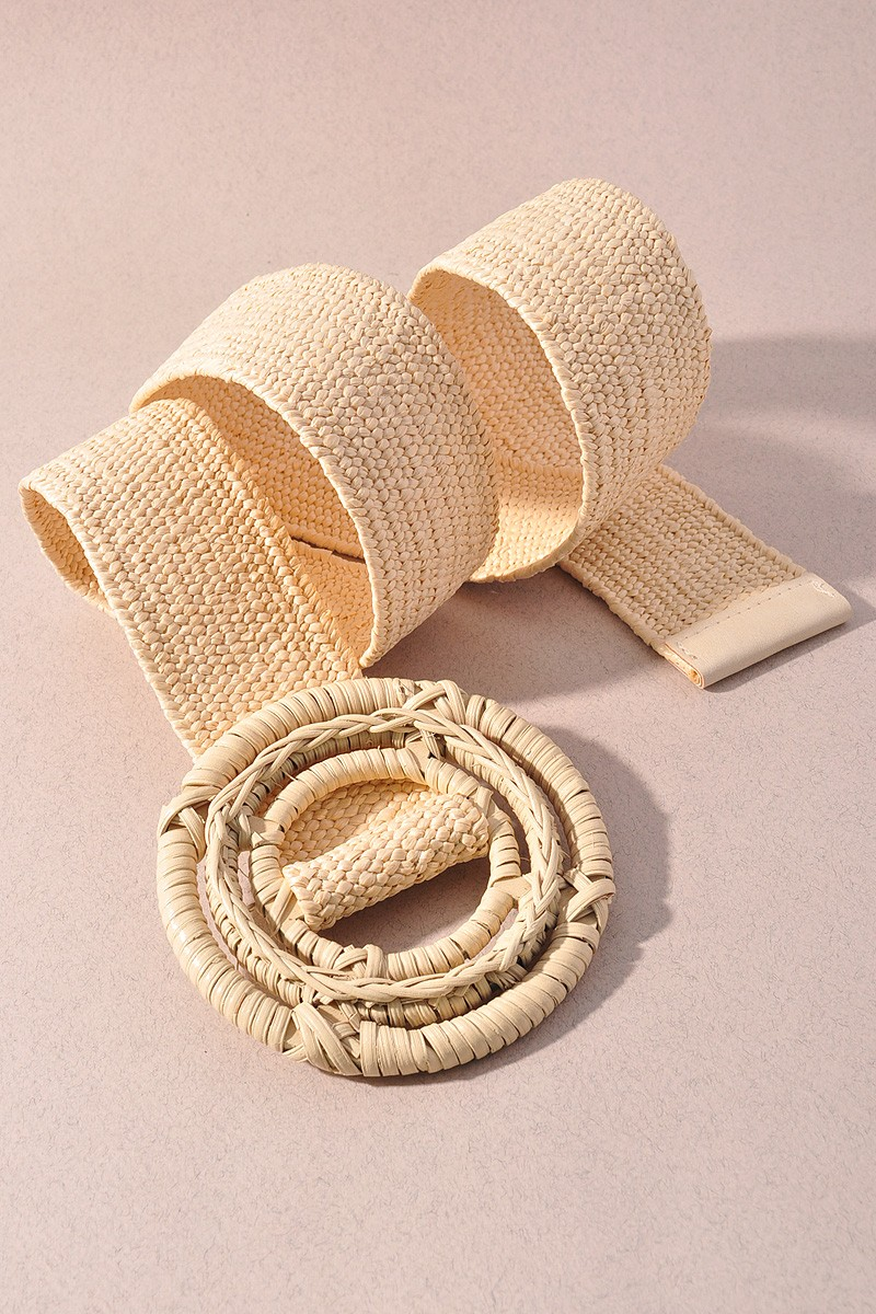 Straw Round Buckle Belt