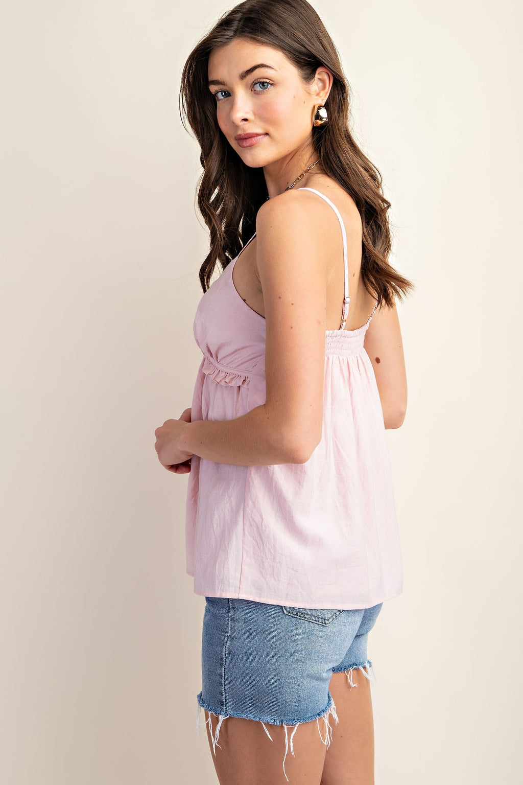 Camisole With Elasticized Frill Detail