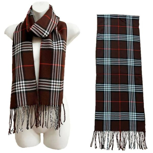 Plaid Tassel Oblong Scarf