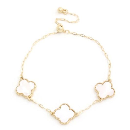 Clover Charm Station Metal Bracelet