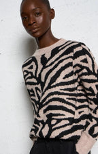 Ladies Zebra Print Pullover Sweater