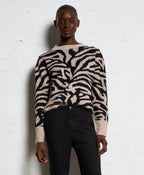 Ladies Zebra Print Pullover Sweater