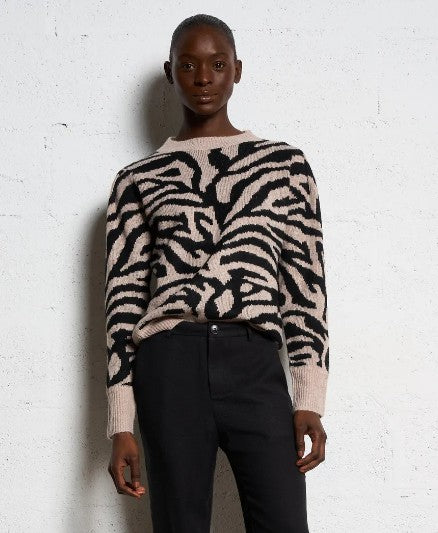Ladies Zebra Print Pullover Sweater