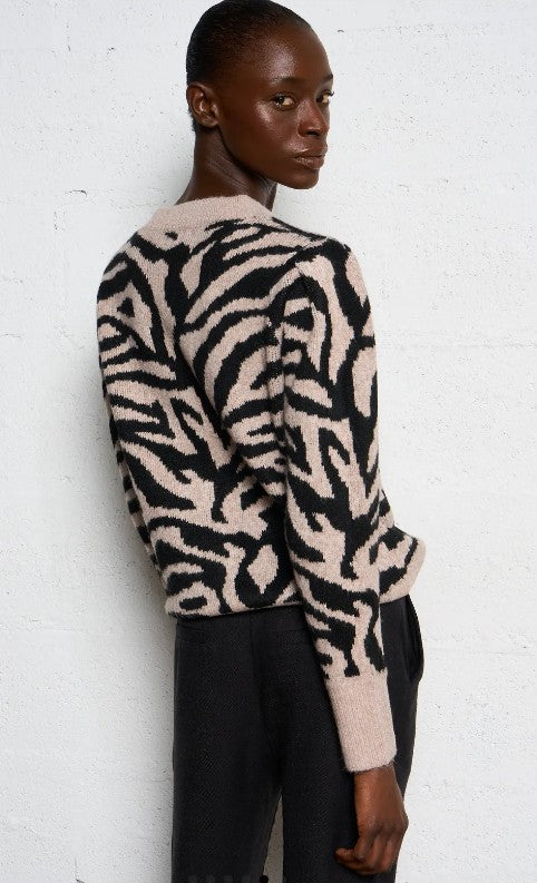 Ladies Zebra Print Pullover Sweater