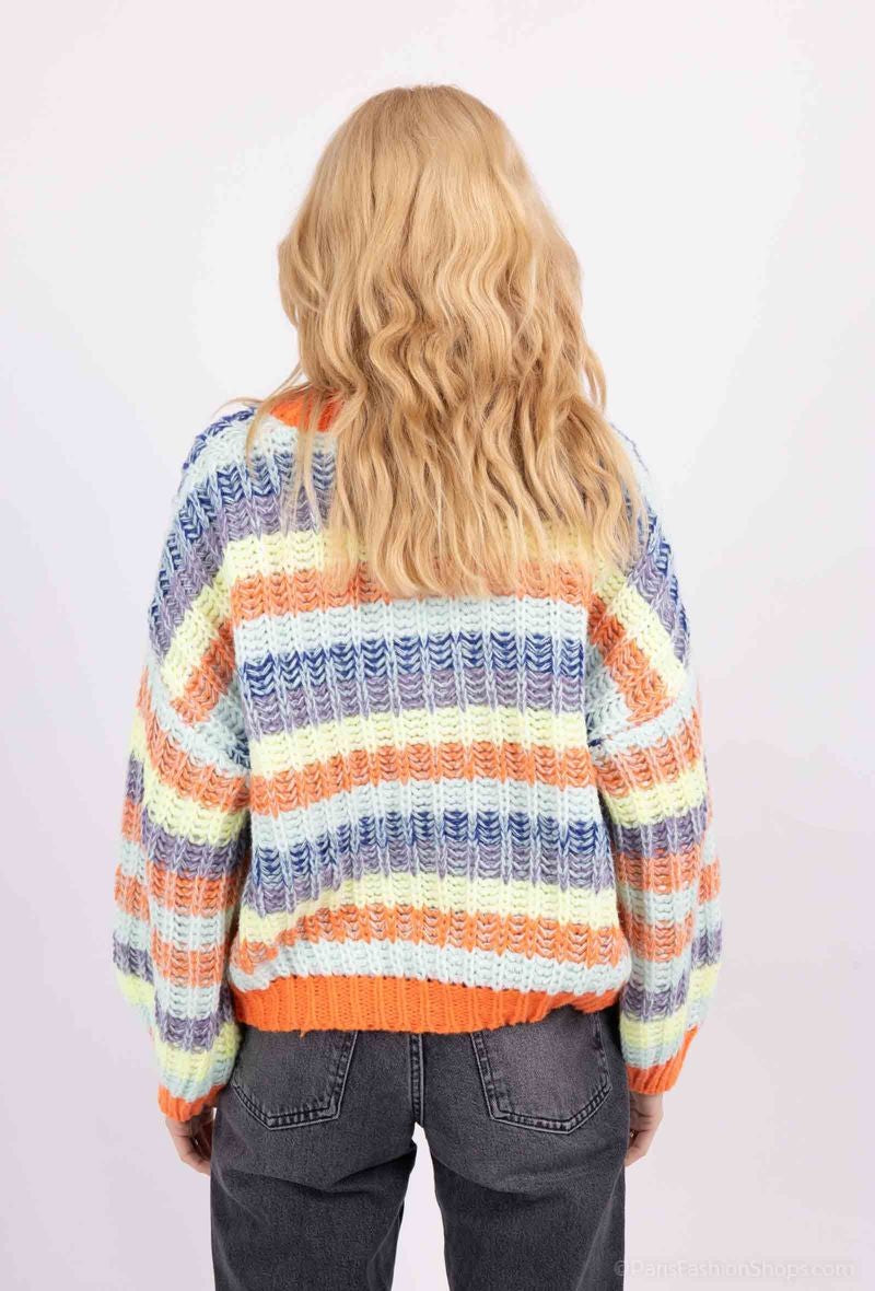 Striped Button Down Cardigan