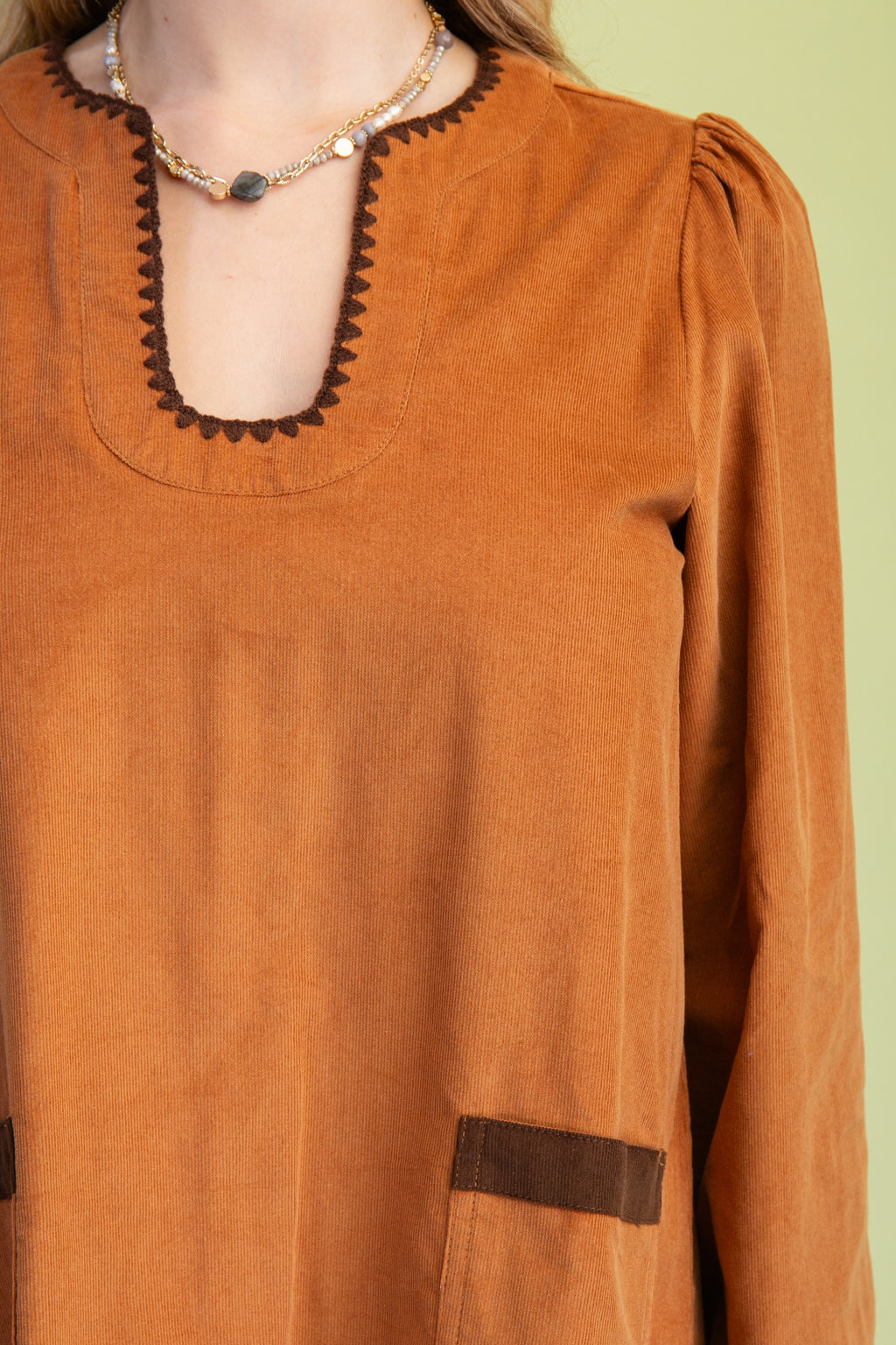 Corduroy U-neck Dress