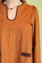Corduroy U-neck Dress