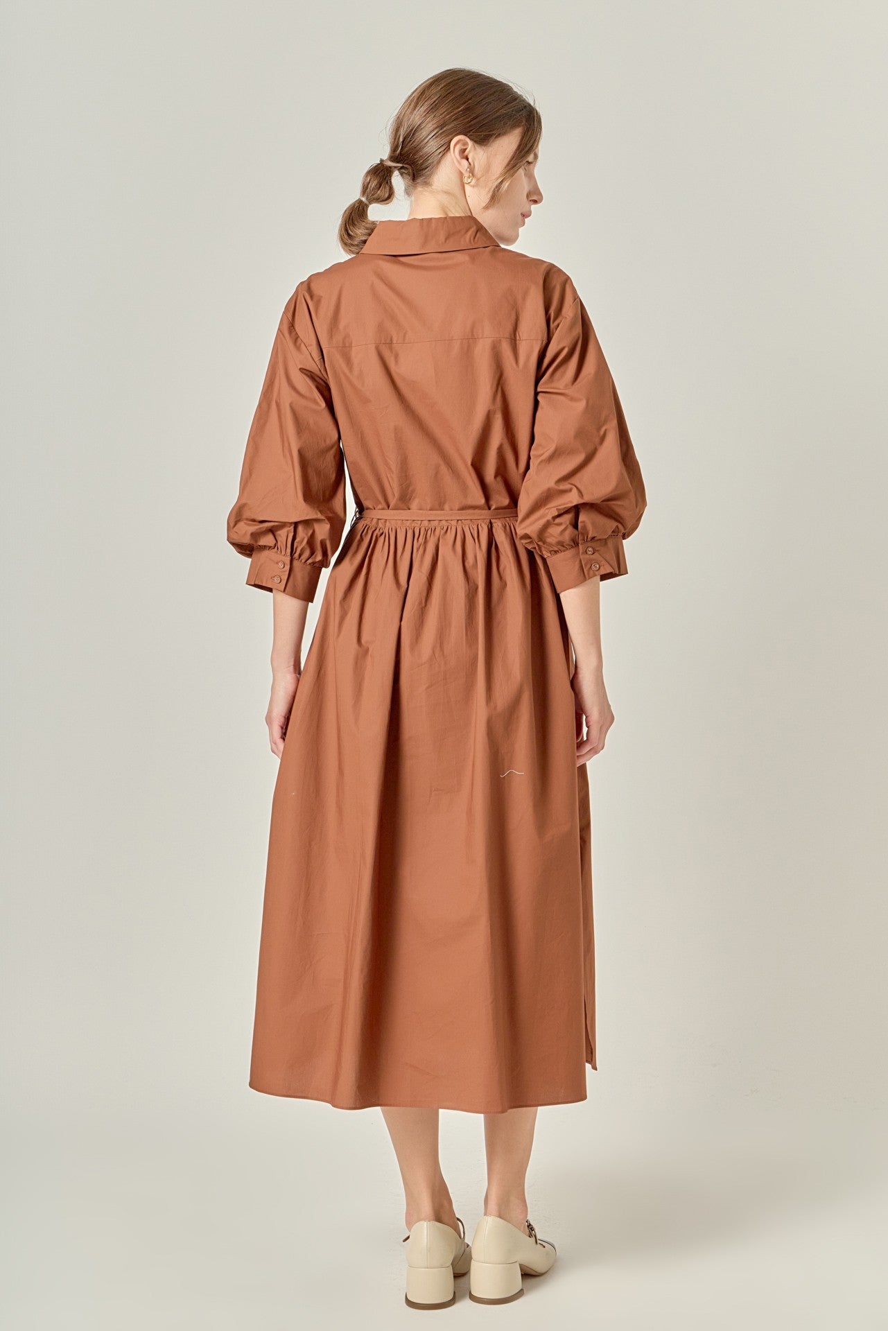 Flared Shirt Midi Dress