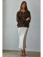 Knit Sweater Round Neck Long Sleeve Cardigan Top