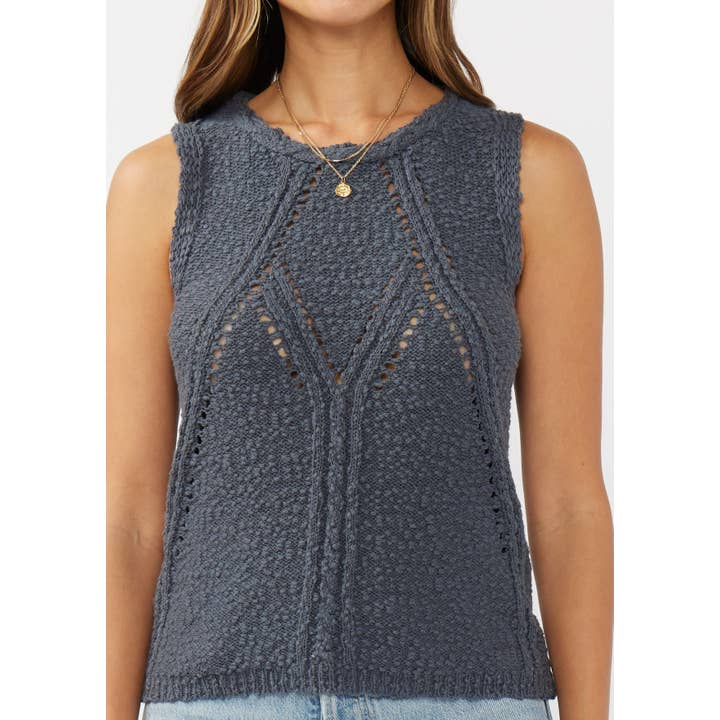 Boucle Sweater Tank W/ Open Stitch Pattern