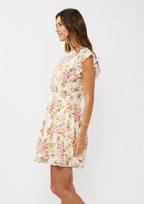 Flutter Slv Smocked Waist Mini Dress