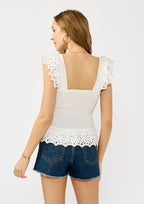 Smocked Scallop Lace Ruffle Top