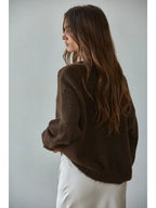 Knit Sweater Round Neck Long Sleeve Cardigan Top