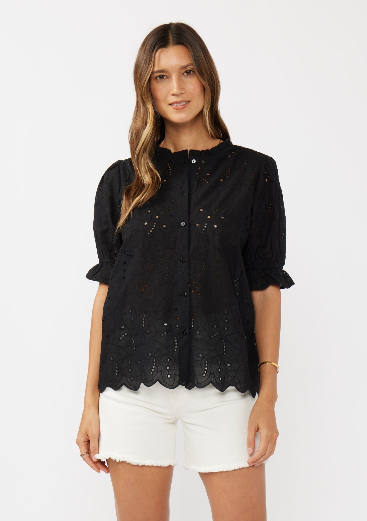 Puff Sleeve Top W/ Ruffles by LOVESTITCH