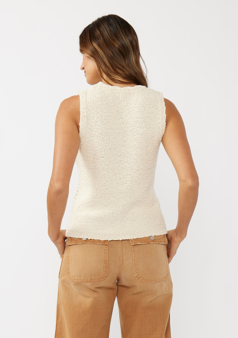 Boucle Sweater Tank W/ Open Stitch Pattern