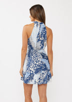 Halter Smocked Waist Mini Dress W/ Pintucks