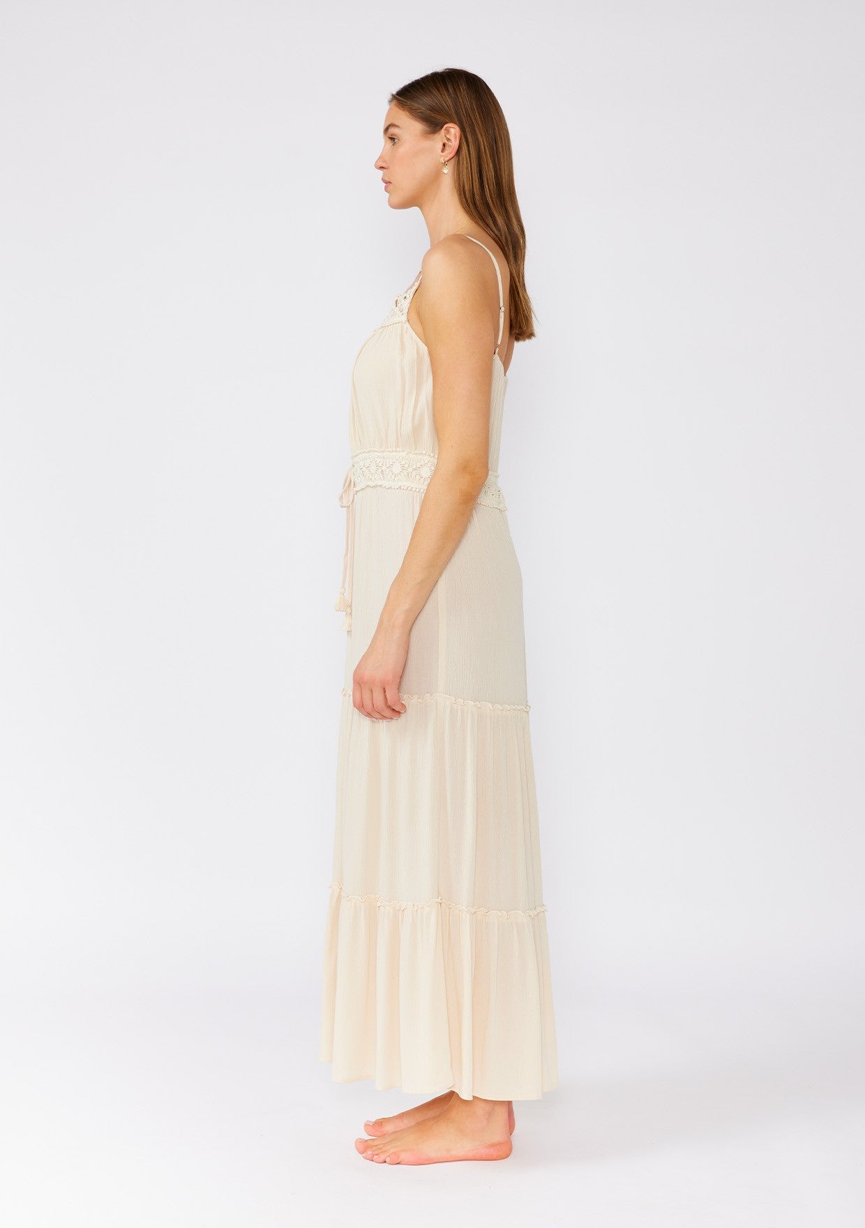 Tiered Maxi Dress w/ Crochet Lace