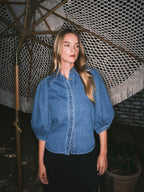 Puff Sleeve Denim Blouse