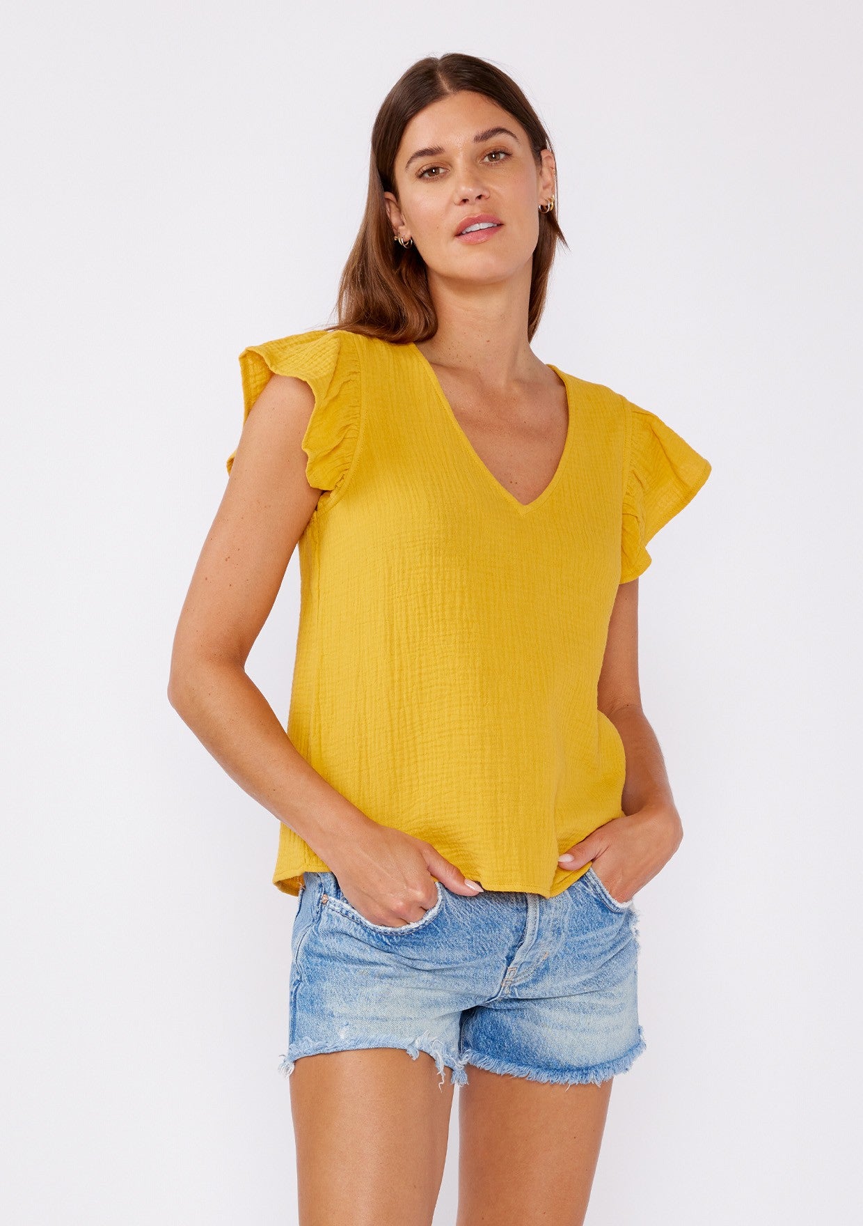 Flutter Sleeve V-Neck Top