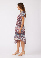 Surplice Handkerchief Midi Dress W/ Back Tie