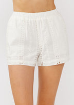 Floral Eyelet Embroidered Shorts With Side Pockets
