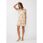 Flutter Slv Smocked Waist Mini Dress