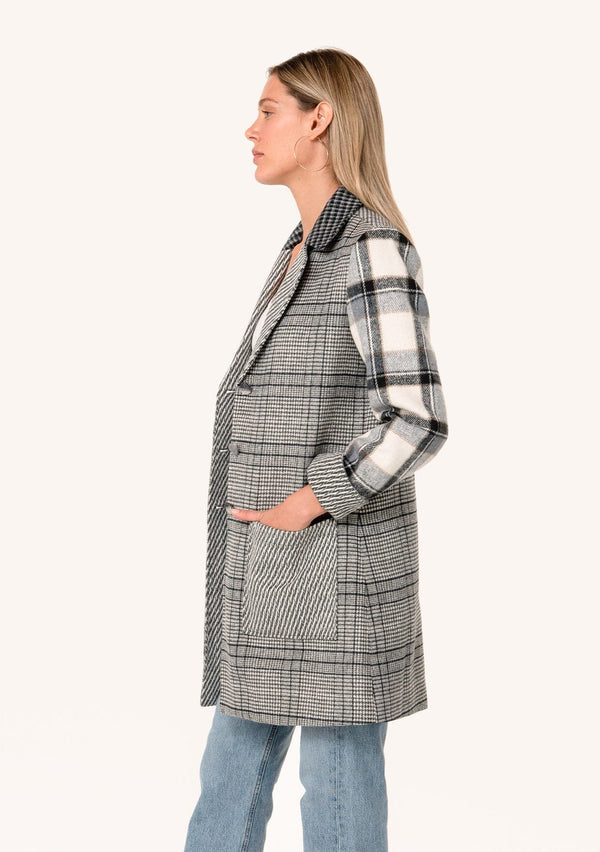 Patwork Plaid Single Breasted Coat