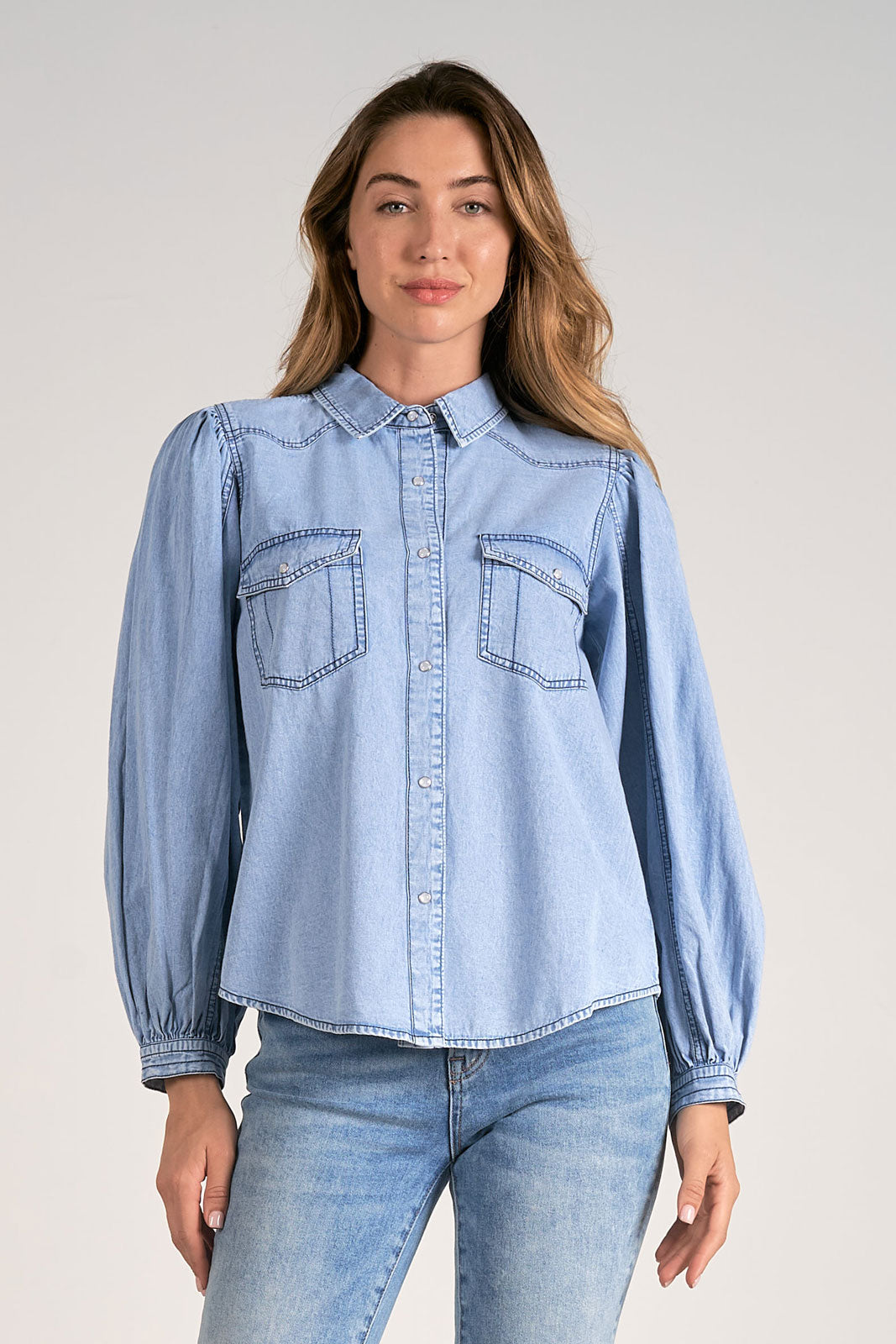 Long Sleeve Button Down Wide Top
