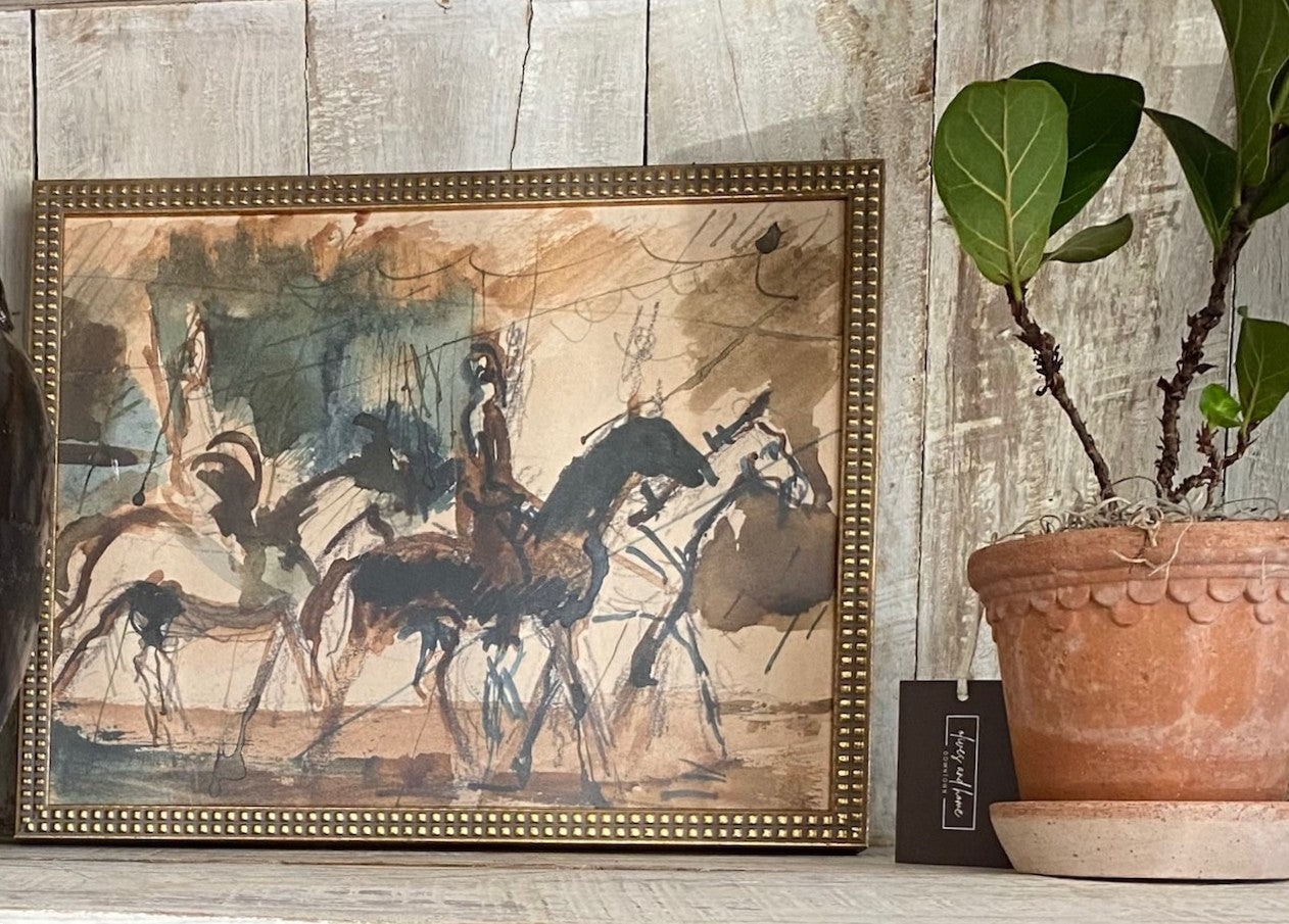 Horses and Riders Gold Beaded Frame 11x14  -LC072