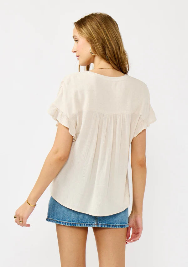 Button Down Ruffle Slv Top