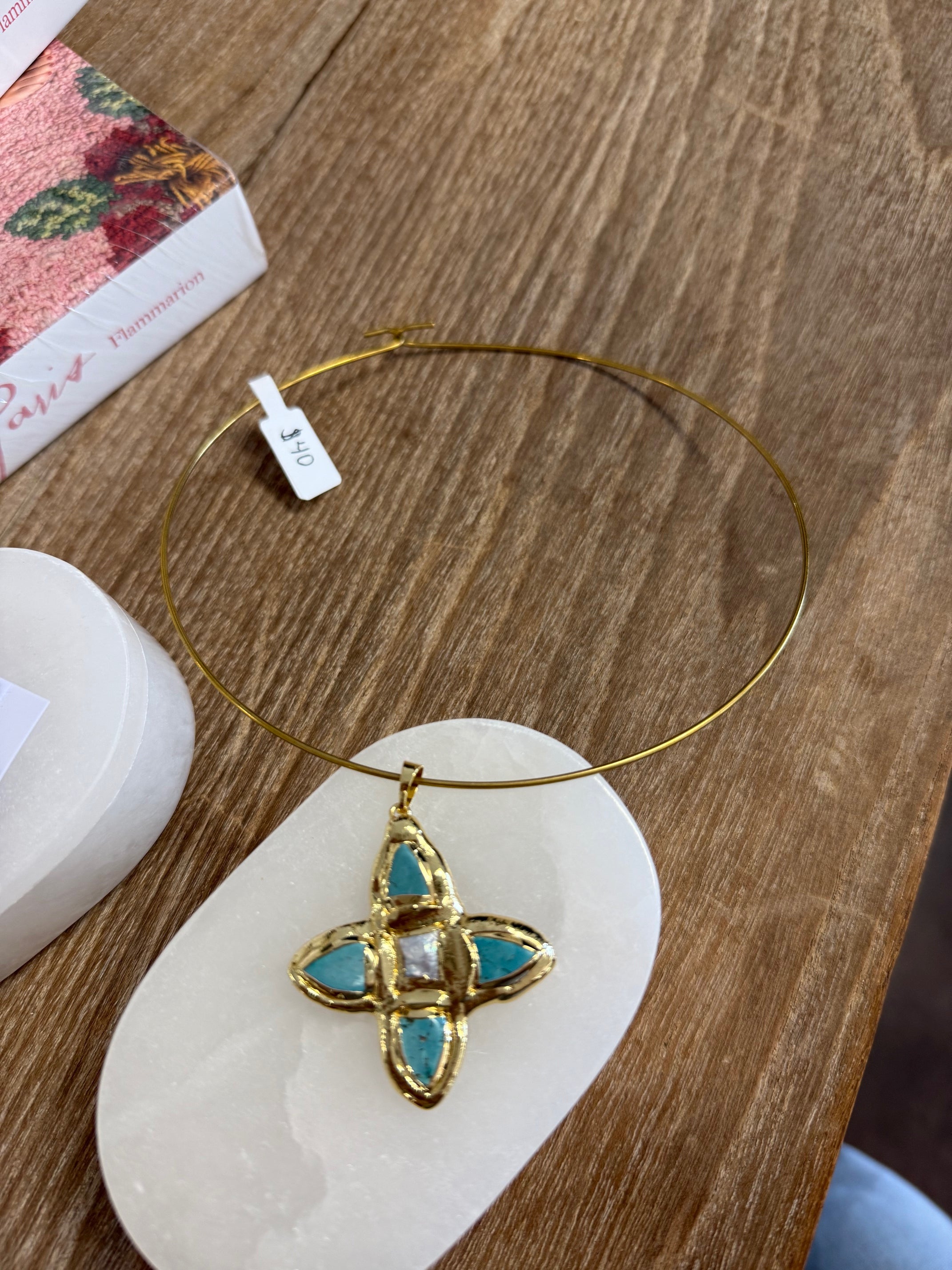 Turquoise & Pearl Collar