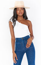 Ophelia Ruffle Bodysuit Bone Stretch