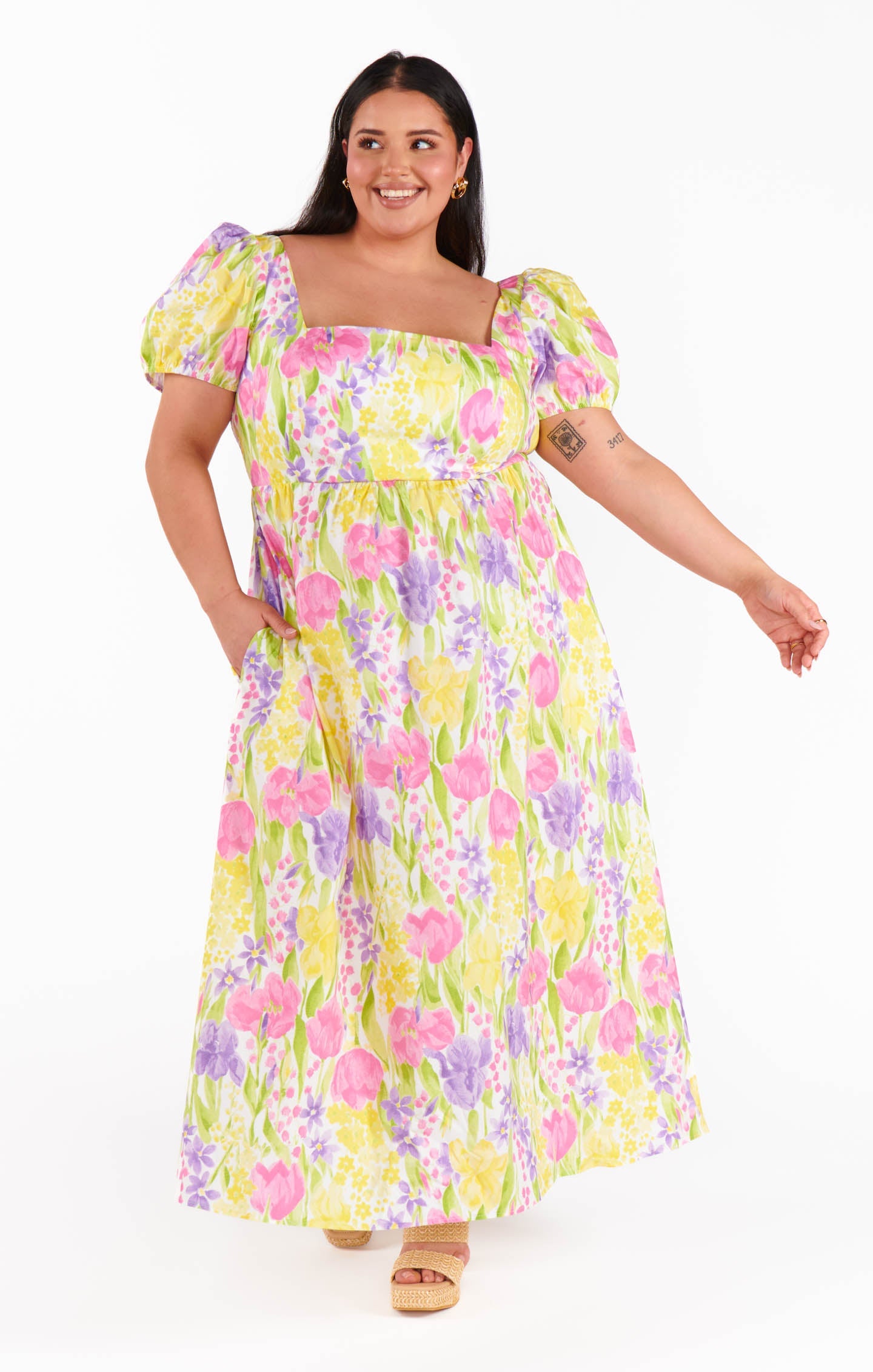 Smitten Midi Dress Blooming Tulips