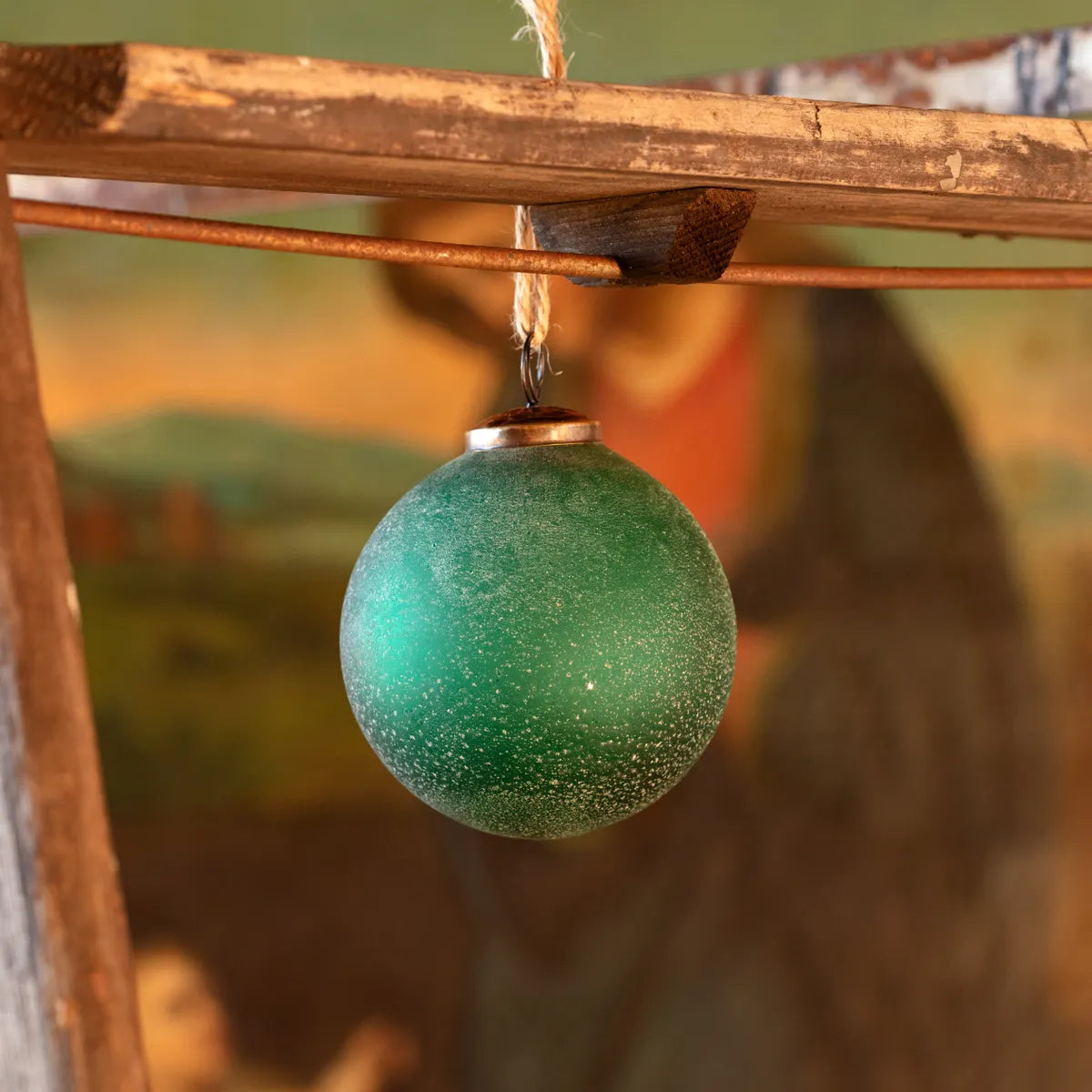 Frosted Emerald Glass 4" Ornament